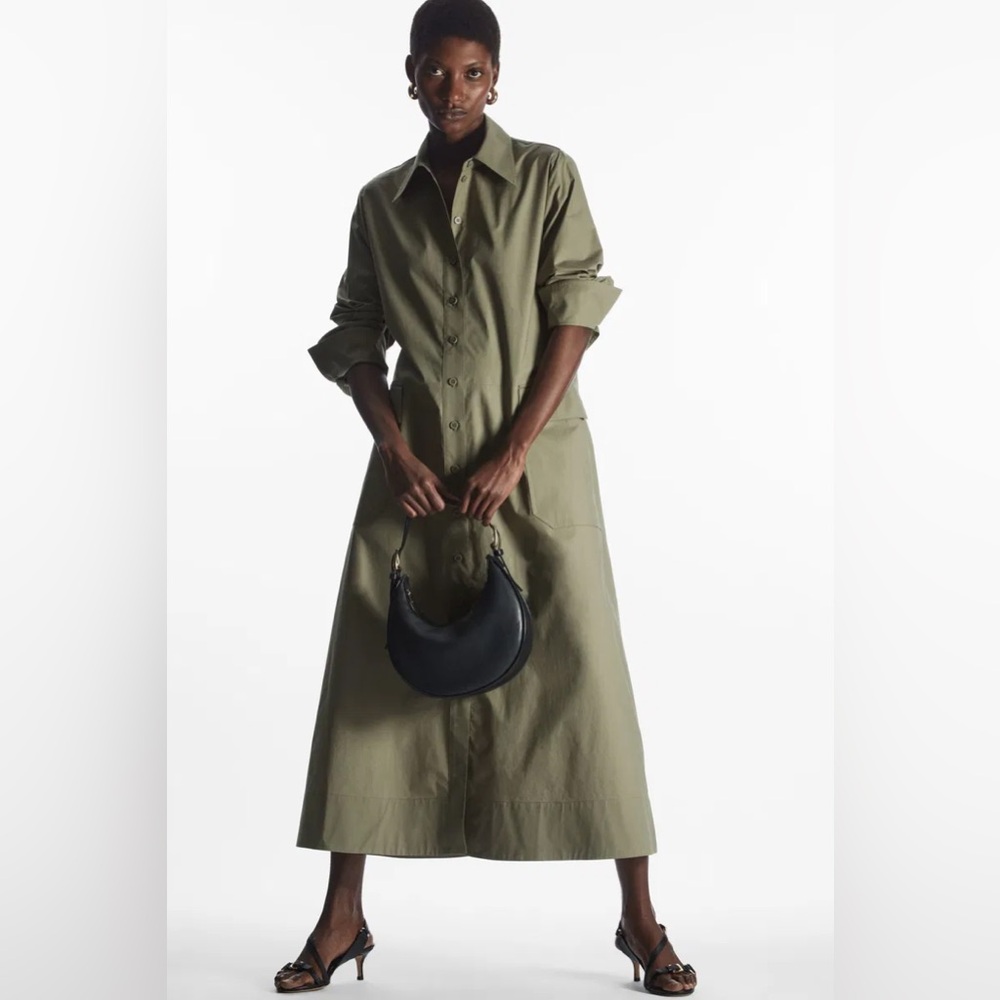 COS Midi Shirt Dress with Belt - olive/khaki green